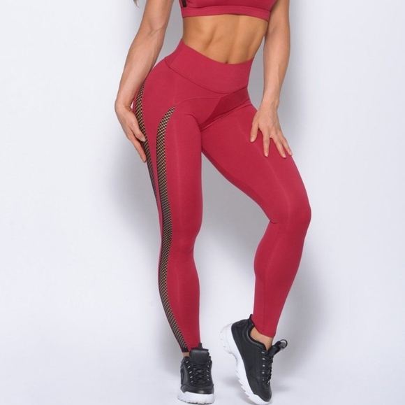 Bombshell Sportswear Pants - Bombshell Sportswear Rare Asymmetrical Red Legging M